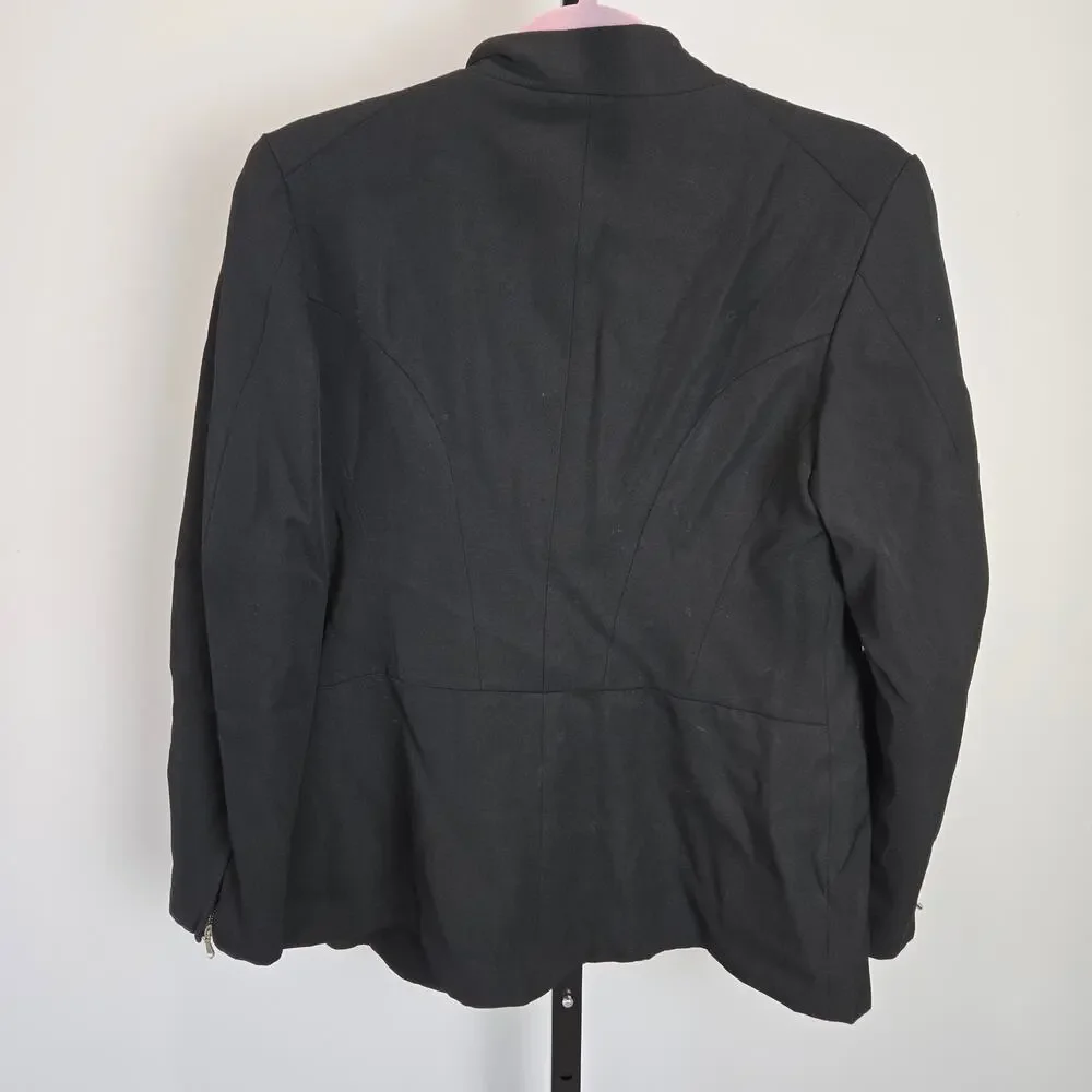 Jil Sander‎ Blazer Jacket Wool Black Zipper Front Modern Utility Career Capsule